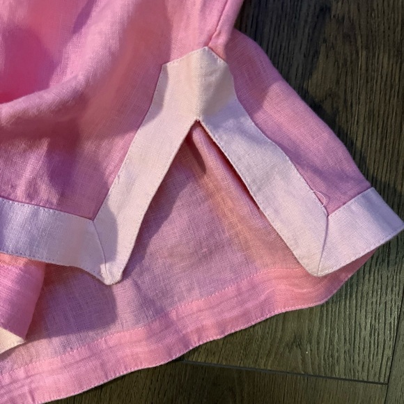 LANDS END 100% LINEN Split Neck 3/4 Sleeve Tunic Top Lagenlook Breathable 14-16 - Picture 5 of 6